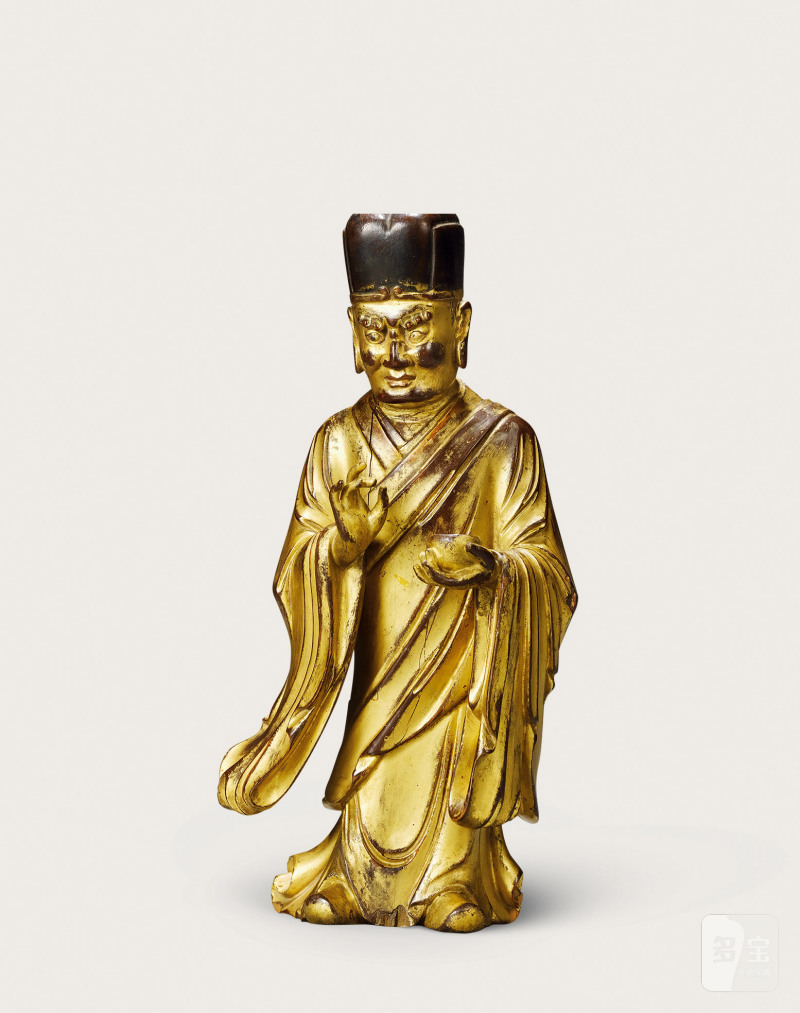 清·檀香金漆闵公像